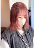 20代30代ハイトーンピンクカラーボブ