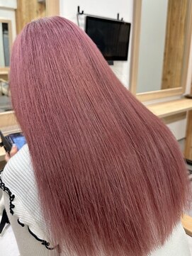 リノショアーズ 元町店(RINOSHORES) ピンクベージュハイトーンブリーチストレートロングレイヤー