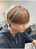 センターパートブリーチダブルカラーフェイスフレーミン
