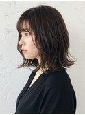 外ハネボブ/シースルーバング/アースカラー/無造作ボブ/金山