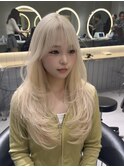 韓国ヘア/ブリーチ/顔周りカット/ハイトーン/レイヤーカット/