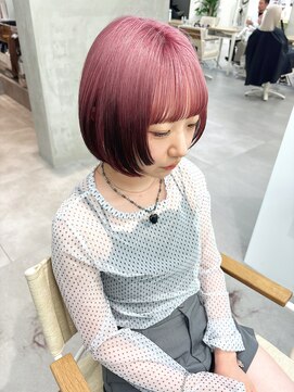 モリオフロムロンドン 大宮店(morio from London) 【坪井】ルーツカラー ×ピンクボブ
