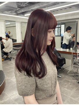 ニコ トウキョウ 渋谷(nico TOKYO) ダブルカラーチェリーレッドピンクブラウン韓国レイヤーロング