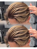 ステラ(STELLA)&nbsp;メンズ/バレイヤージュ/センターパート/ブリーチ＆ダブルカラー