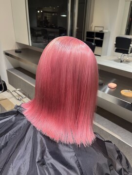 ハイトーン/ボブ/ペールピンク/デザインカラー