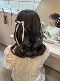 外巻きウェーブのハーフアップ★