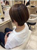 大人可愛い40代50代60代前下がりショートボブ丸みショート
