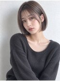 船橋駅スモーキーブラウン前髪ありコンパクトミニボブヘア