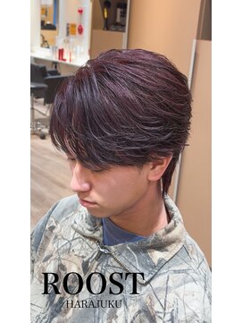 ルースト 原宿店(ROOST) フェザーパーマ/ショートフェザー/センターパート/ワインレッド