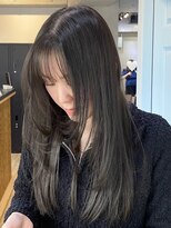 ワンズ リー 上大岡店(One's ly)&nbsp;黒髪レイヤー_オリーブグレークラゲヘアーワンカール