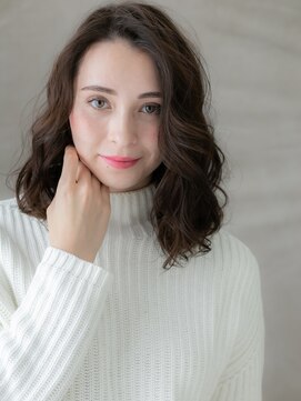 カバーヘア 上尾西口店(COVER HAIR) 韓国風巻き黒髪ドライパーマエアリーミディアムX上尾30代40代