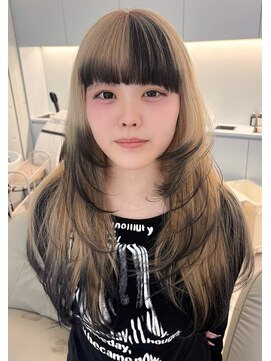 ノラ ウメダ(NORA UMEDA) ブロックカラー裾カラーエンドカラーミルクティーベージュ梅田