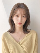 ノア 三宮店(NOA) 【NOA】韓国風くびれミディ顔周りレイヤー透明感ミルクティー