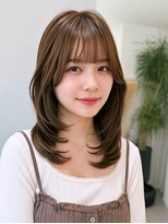 リュドール 名駅(Rue D'or)&nbsp;ミディアムレイヤー美髪改善顔周りレイヤーブラウン韓国ヘア