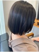 ツヤツヤボブ　暗髪透明カラー