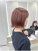 オリーブグレー/前髪/ボブ/マロンベージュ/レイヤーカット/小顔