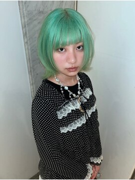 ヌル 原宿店(Null) ミントカラー/ケアブリーチカラー/姫レイヤー/デザインカラー
