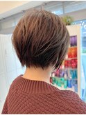 ◎小顔ショートレイヤー　黒髪ひし形前髪あり