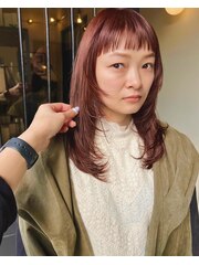 mini bang×red brown