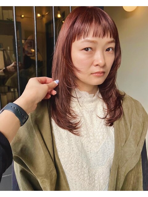 mini bang×red brown