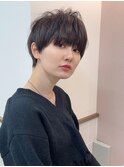韓国風/透明感カラー/オリーブベージュ/ぱっつん前髪/小顔カット