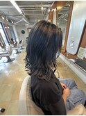 黒髪ハイライト＋イヤリングカラー