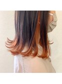小顔大人可愛い外ハネイヤリングカラー小顔ミディ20代30代40代