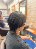 ショートウルフ シルバーアッシュカラー ブリーチカラー 韓国