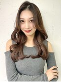 ★くびレイヤーエモージュ黒髪グレーベージュレイヤーロング