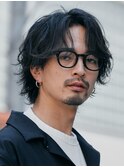 渋谷シャドウパーマメンズパーマセンターパートウルフ30代ヘア