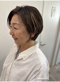大人ショート×ハイライトカラー