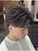 大分メンズカットセンターパートフェザーパーマフェザーショート