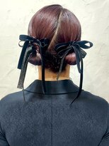 リコ 池袋東口店(Liko)&nbsp;ツインお団子 ヘアアレンジ リボン 結婚式 お呼ばれ パーティー