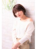 デジタルパーマとくすみブルーのテラコッタミニウルフ小顔ボブ