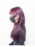 レッド#ダブルカラー#ストレートロング#ケアブリーチ#豊橋#豊川