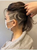 907外国人風カラー刈り上げボブバリカンアートこなれヘアボブ