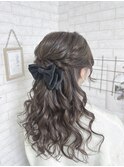 トップふんわり ねじりハーフアップ