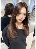 韓国レイヤーカット×ブリーチなしココアブラウン