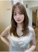 美髪レイヤーカット/顔まわりレイヤー/くびれロングレイヤー