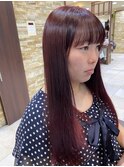 ブリーチなしダブルカラーでワインレッド！