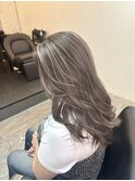 ハイライトカラーくびれヘアアプリコットオレンジ