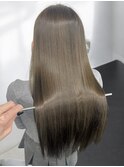 ロングヘアー オリーブベージュ 縮毛矯正 髪質改善 赤坂美容室
