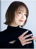 4ぱっつん前髪流し前髪鎖骨ミディアムボブ耳かけボブパーマ小顔