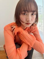 トリッカ シブヤ(TRICCA SHIBUYA)&nbsp;外ハネボブ/シースルーバング/オレンジベージュ/艶カラー