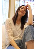 大人ノーブル黒髪暗髪前髪なしナチュラルストレート☆