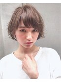 大人かわいいグレージュ2wayパーマショート