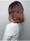 グラデーションカラー_耳かけ,毛先パーマ,イメチェン