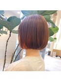≪お洒落なシンプルボブ♪≫オレンジベージュ×インナーオレンジ