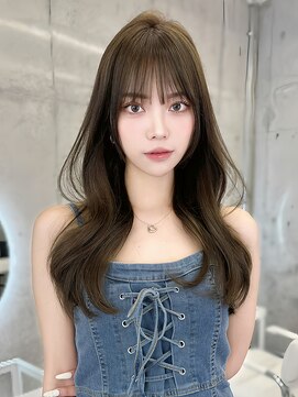 フォンズ(FONS) 上品韓国くびれヘア＊オリーブカラー透明感カラーぱっつん前髪