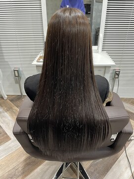 アンジェロ カリノ(Angelo Carino) 【髪質改善】ツヤ髪オイル縮毛＿ダークグレージュ＿ロング☆